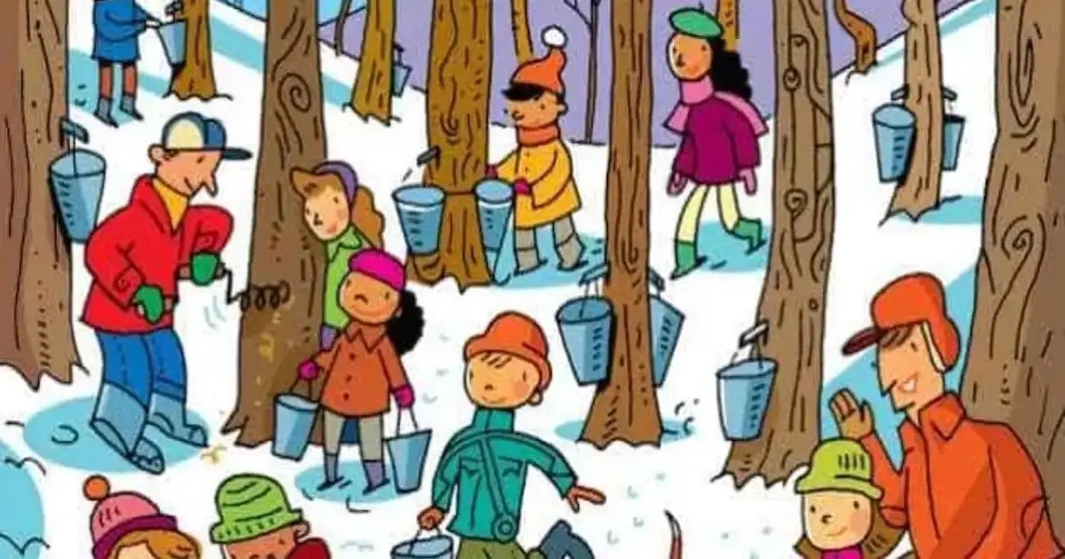 Zimní les plný dětí